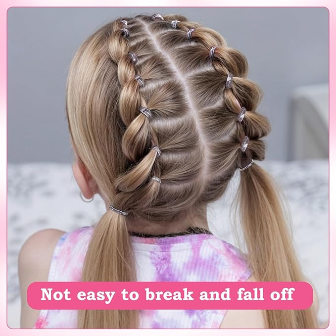 BESARME Clear Rubber Bands for Hair Elastics with 8 Styling Tools, 1500 Pcs Baby Toddler Small Hairs Ties for Girls Hairs Accessories for Women