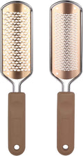 2 Pack Foot File & Rasp Callus Remover - Stainless Steel Coarse & Fine Scraper for Dry/Wet Feet, Professional Dead Skin Scrubber & Cracked Heel Care