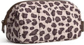 BAGSMART Makeup Bag Travel Toiletry Bag, Puffy Padded Make Up Bags for Women Makeup Organizer Case, Wide-open Pouch Purse Travel Essentials Toiletries Accessories Brushes, Leopard