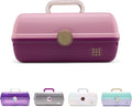 Caboodles On-The-Go Girl Makeup Box, Two-Tone Pink on Violet, Hard Plastic Makeup Organizer Box, Built-In Mirror, Secure Latch for Safe Travel, Spacious Storage for Large Items