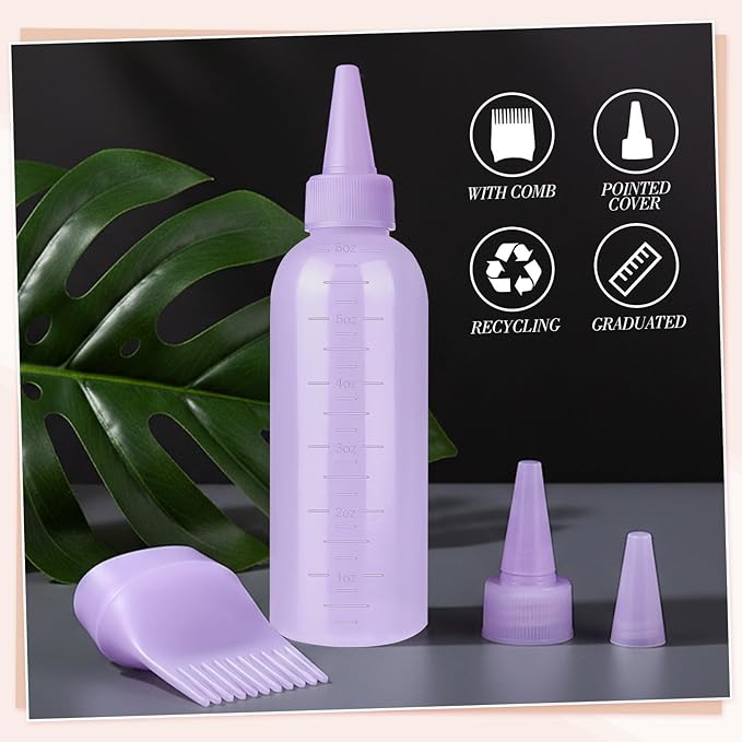 Pimoys Root Comb Hair Dye Oil Applicator Bottles For Scalp Brush, Purple
