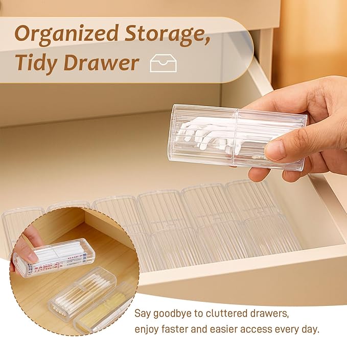 Ceemiaa 7 Pcs Travel Cotton Swab Holders – Mini Dustproof Swab Cases for Makeup, Cotton Balls, Floss, Hair Ties & Small Cosmetic Storage