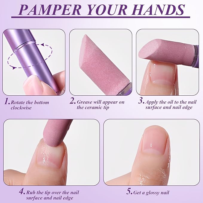 Plman 3-in-1 Cuticle Oil Pen, Cuticle Pusher Nail Oil Pen with Ceramic Tip, Nail Care Pen for Hangnails, Dry & Damaged Nail, Moisturize Strengthen Brighten Nails Care (Camellia-3PCS Rotating)