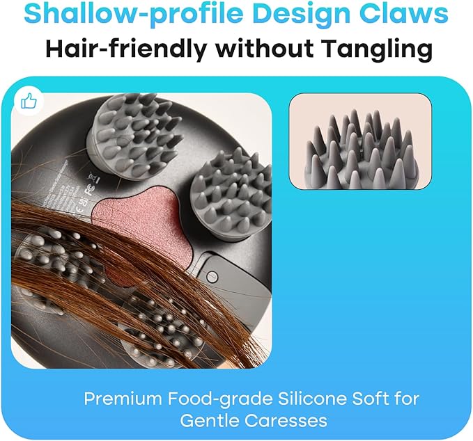 arboleaf Scalp Massager Electric, Portable Head Massager Scalp Stress Relax, Waterproof 6 in 1 Hair Massage with 8 Removable Claws, Rechargeable Hair Head Scratcher, Gift for Dad Mom