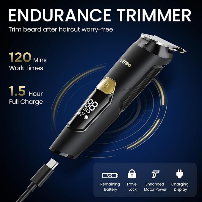 Ufree 3-in-1 Beard Trimmer for Men, IPX6 Waterproof Electric Razor Shaver, Hair Mustache Body Nose Trimmer, Type-C Clippers Husband Father boy Grooming Kit, Birthday Gifts for Men Dad