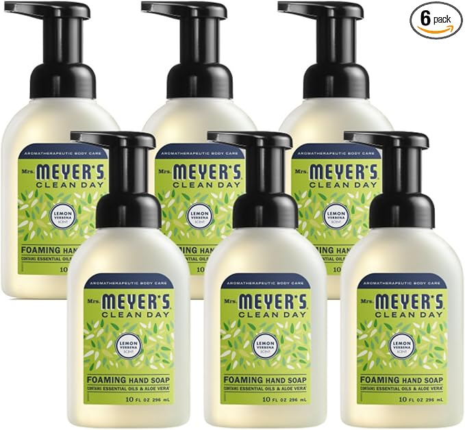 Mrs. MEYER'S CLEAN DAY Foaming Hand Soap, Lemon Verbena 10 Fl Oz (Pack of 6)