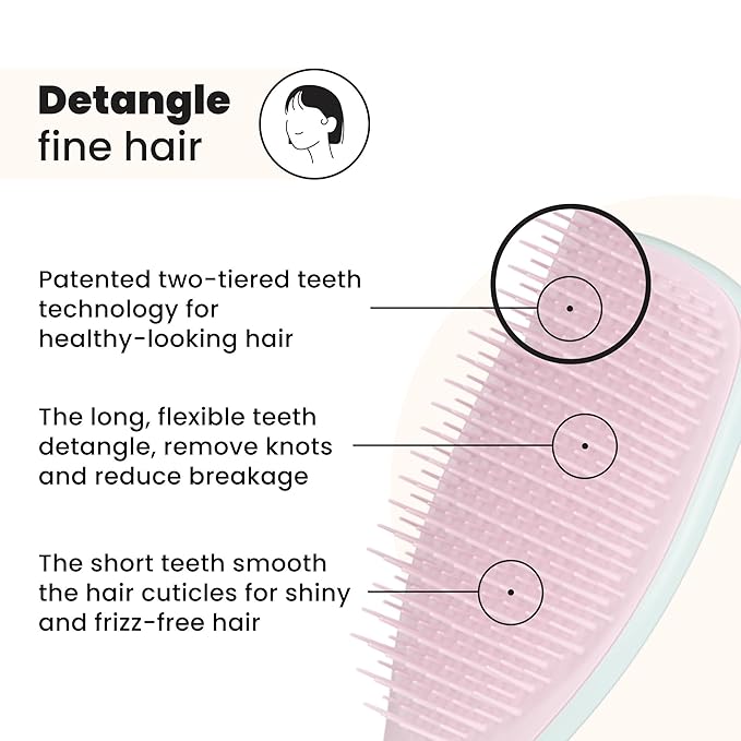 Tangle Teezer Fine Ultimate Detangler Brush for Fine Hair, Pink & Mint