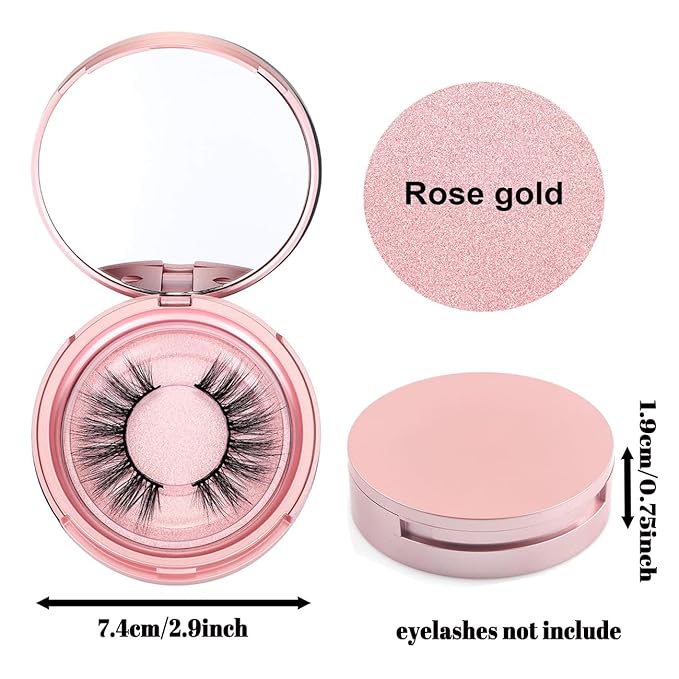 2 PCS Eyelash Storage Case with Mirror – 2-Layer Circle Lash Box, Travel-Friendly Organizer with Lash Holder & Disposable Mascara Brushes (Black)