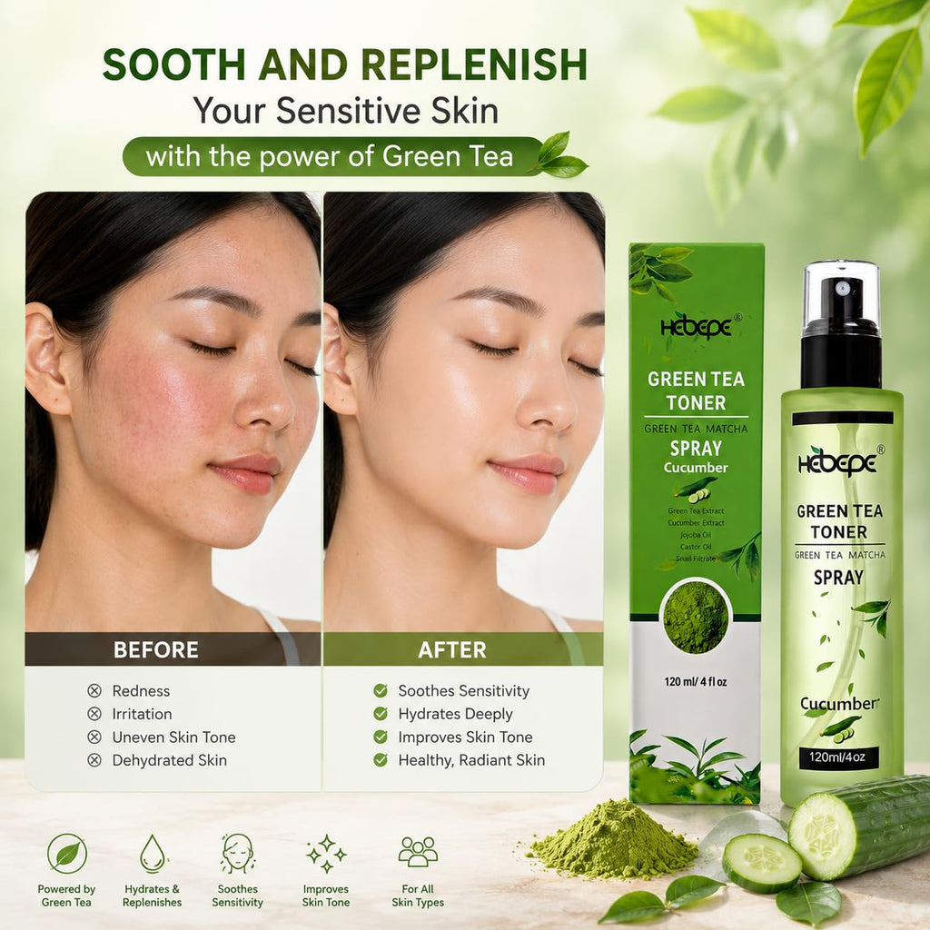 Hebepe Green Tea Matcha Facial Toner, Rose Petal, 120ml