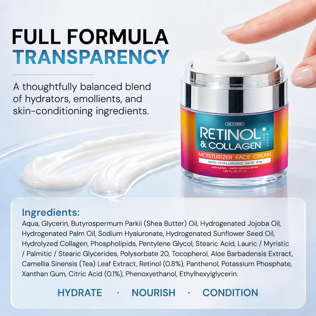 Retinol Face Cream - Anti Aging Moisturizer, Wrinkle & Collagen Skin Care