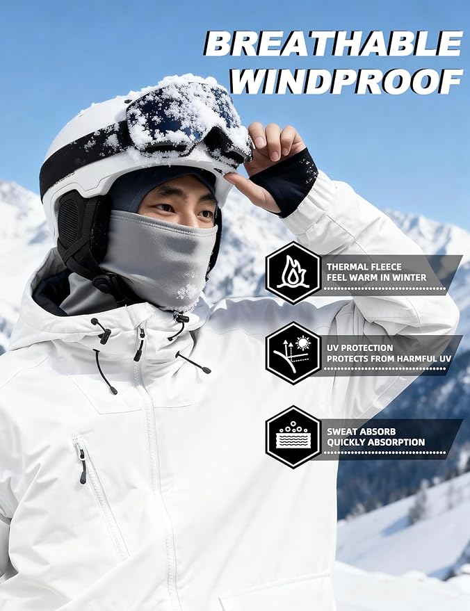 ROCKBROS Cold Weather Balaclava Ski Mask for Men Windproof Thermal Winter Scarf Mask Women Neck Warmer Hood for Cycling