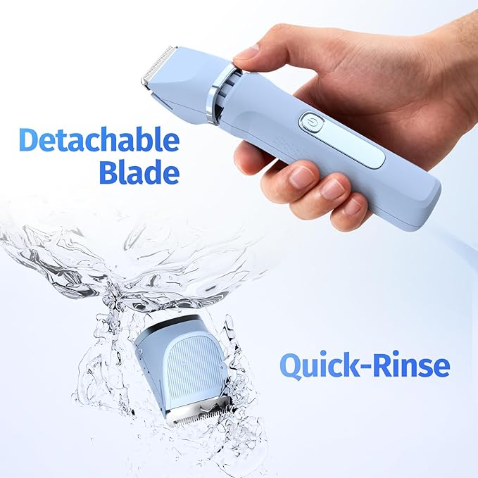 Bikini Trimmer for Women,5-in-1 Electric Razors for Women,IPX7 Waterproof Trimmer with 5 Replaceable Blade Heads（Blue）