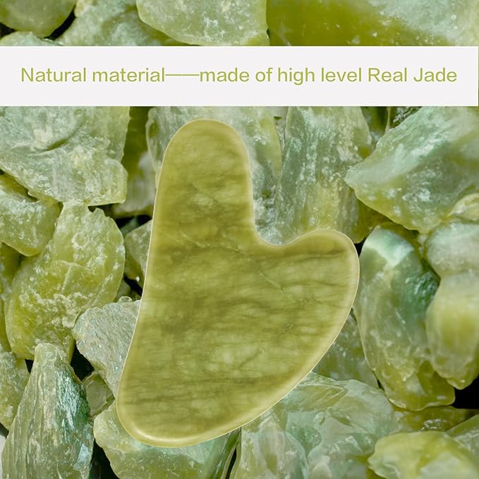 Gua Sha Facial Tools, Jade Guasha Tool for Face & Eye, Puffiness Reducing & Jawline Sculpting Face Stone Gua Sha Tools for Skin Care Woman GuaSha Stone Tool, Light Green