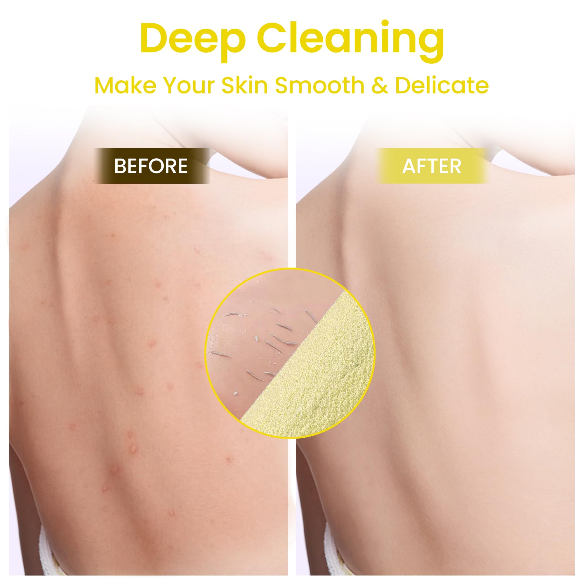 3 Pcs Double-Sided Back Exfoliator Body Scrub Towel, Exfoliating Back Scrubber with Handles,Exfoliating Washcloth Bath Tool in Shower, Stretchable Back Washer to Deep Cleans Skin (Beige)