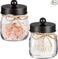 SheeChung Bathroom Decor, Bathroom Organizers and Storage, Qtip Holder, Vanity Decor, Cute Mason Jars for Cotton Swabs, Balls, Cotton Pads, Floss Picks (Oil Rubbed Bronze, 2 Pack)