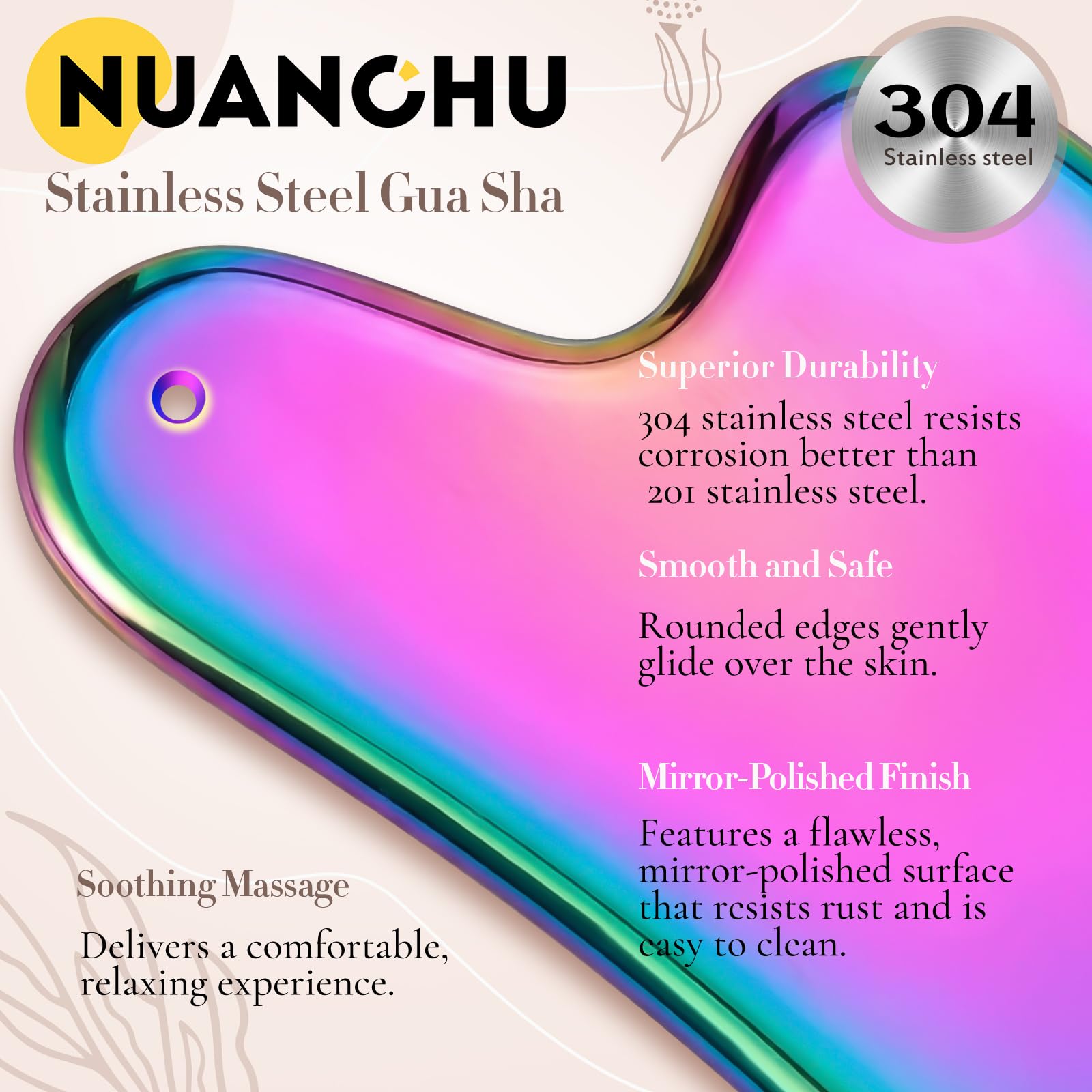 Nuanchu 304 Stainless Steel Gua Sha Facial Tool Rainbow