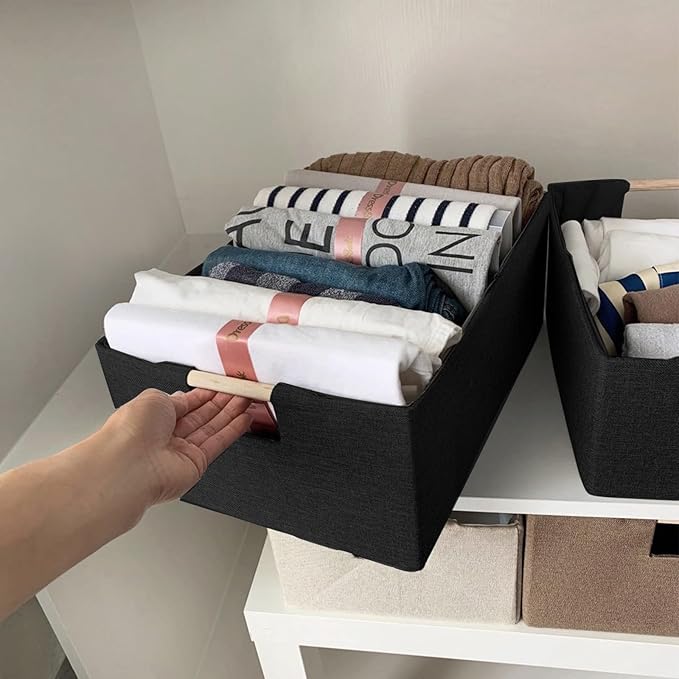 xianshengle Storage Bins & Fabric Storage Basket for Shelves - Decorative Baskets Storage Box Cubes Containers W/Handles for Closet Shelf Nursery Toy, Home, Office, Books,Bathroom (Black)