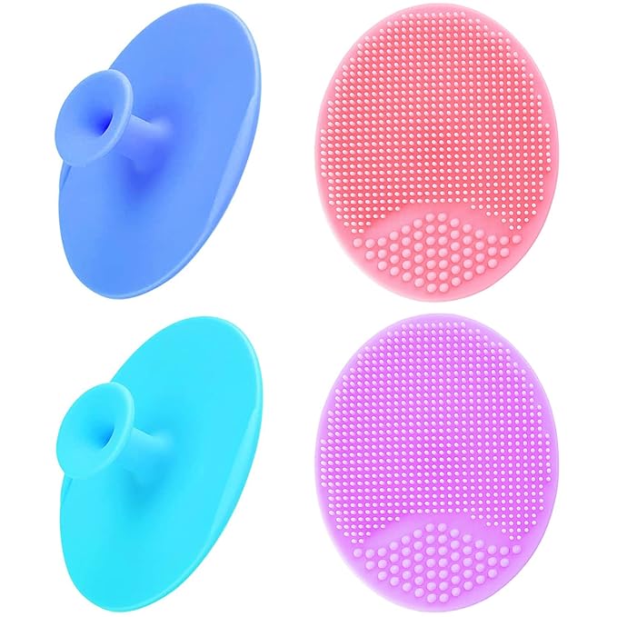 Silicone Facial Cleansing Brush - Face Scrubber & Exfoliator for Deep Cleaning, Blackhead & Acne Pore Care