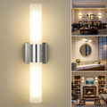 Kalium Modern 21" Bathroom Vanity Wall Sconce, Frosted Glass, Silver