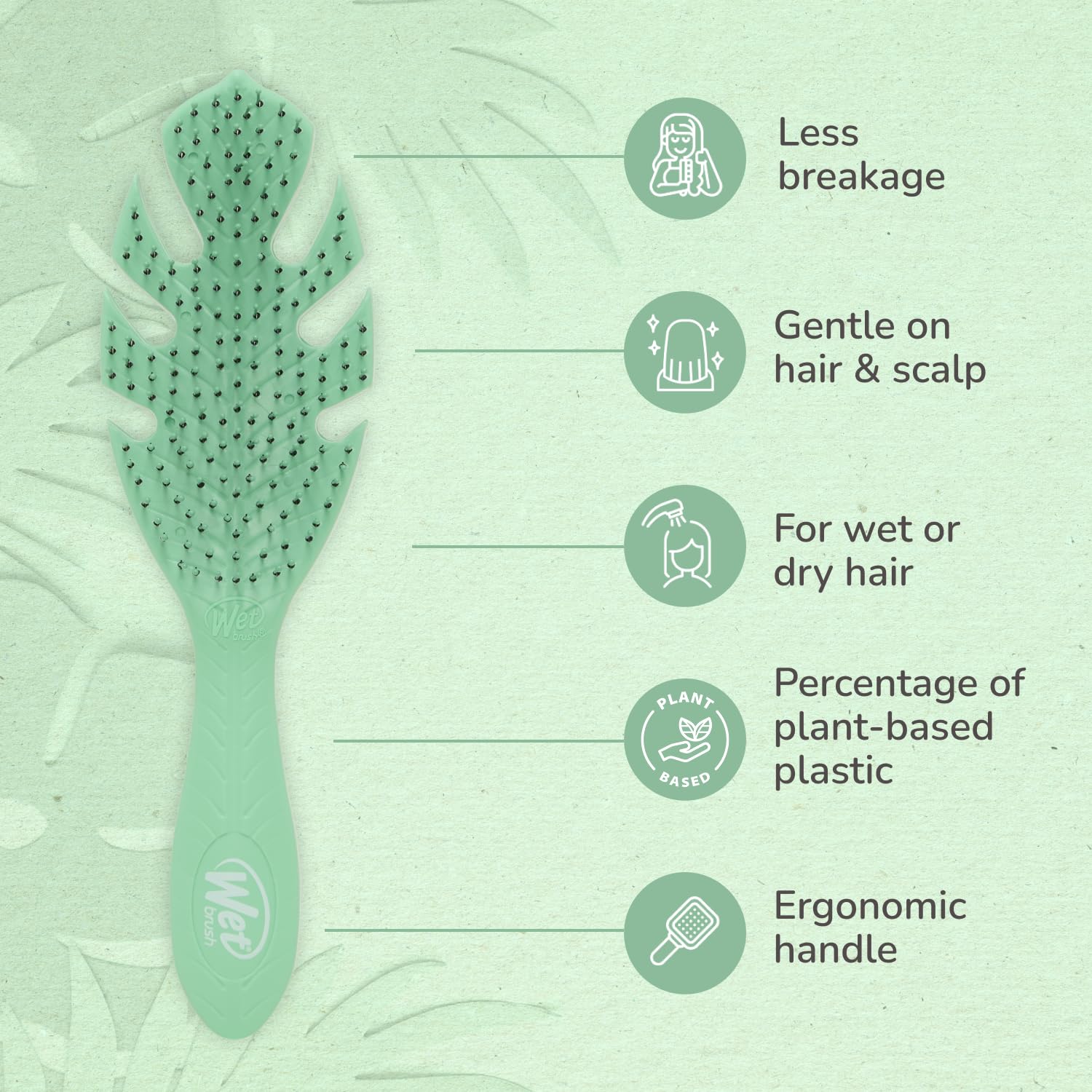 Wet Brush Go Green Hair Detangler Brush, Green - Detangling Hair Brush - Ultra-Soft IntelliFlex Bristles Glide Through Tangles & Gently Loosens Knots While Minimizing Pain, Split Ends & Breakage