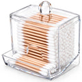 MOSIKER 10oz Qtip Holder, Clear Acrylic Cotton Swab Dispenser with Lid