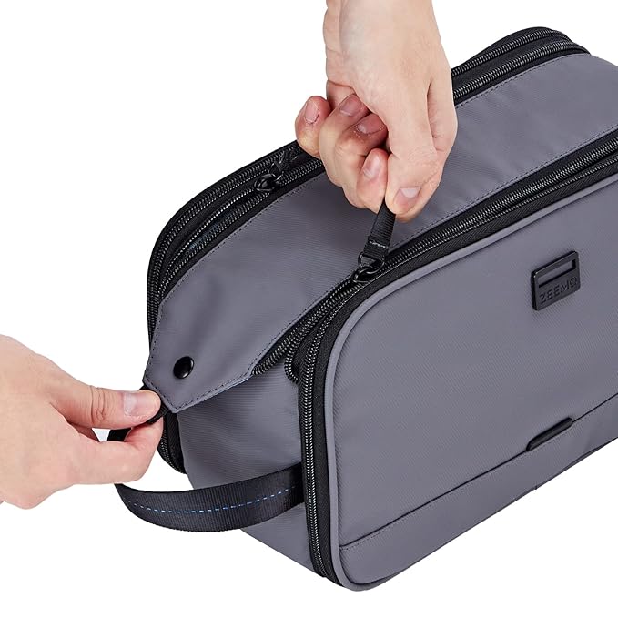 ZEEMO Trevel Toiletry Bag for Men, Full Open Dopp Kit with Dual Compartment