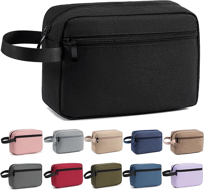 XIRYOHEAUR Travel Hanging Toiletry Bag with Carry Handle - Water-Resistant Small Cosmetic Organizer for Men & Women, Makeup, Shaving Kit, Gym & Travel Essentials (Black)