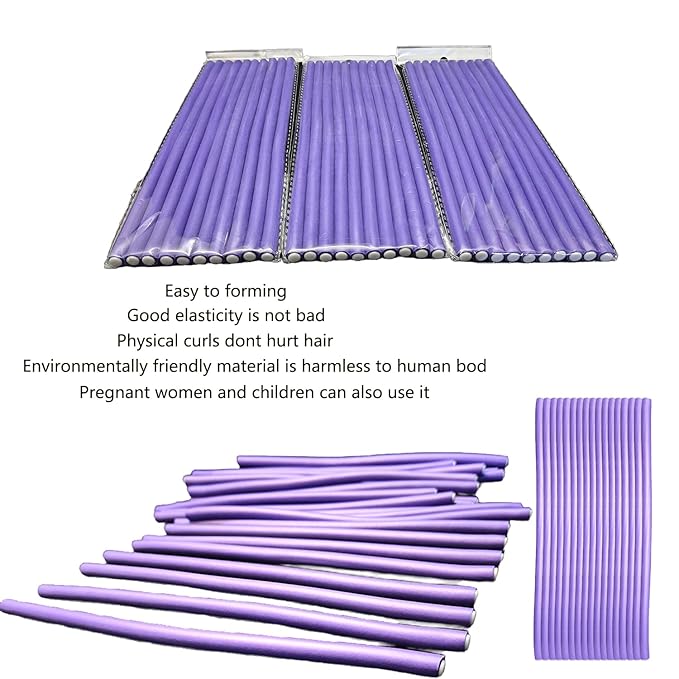 MEYIART 10 Pcs 9.45'' Purple Flexible Curling Rods Twist Foam Hair Rollers Soft Foam No Heat Hair Rods Rollers Curler for Women with Long and Short Hair (Purple, 0.31 x 9.45in)
