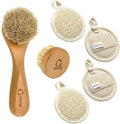 Face Dry Brush for Lymphatic Drainage Set,Exfoliating Face Brush+Face Scrubber for Women+4pcs Organic Facial Exfoliating Pads Reusable.Wooden Small Soft Bristle Facial Brushes for Cleaning.