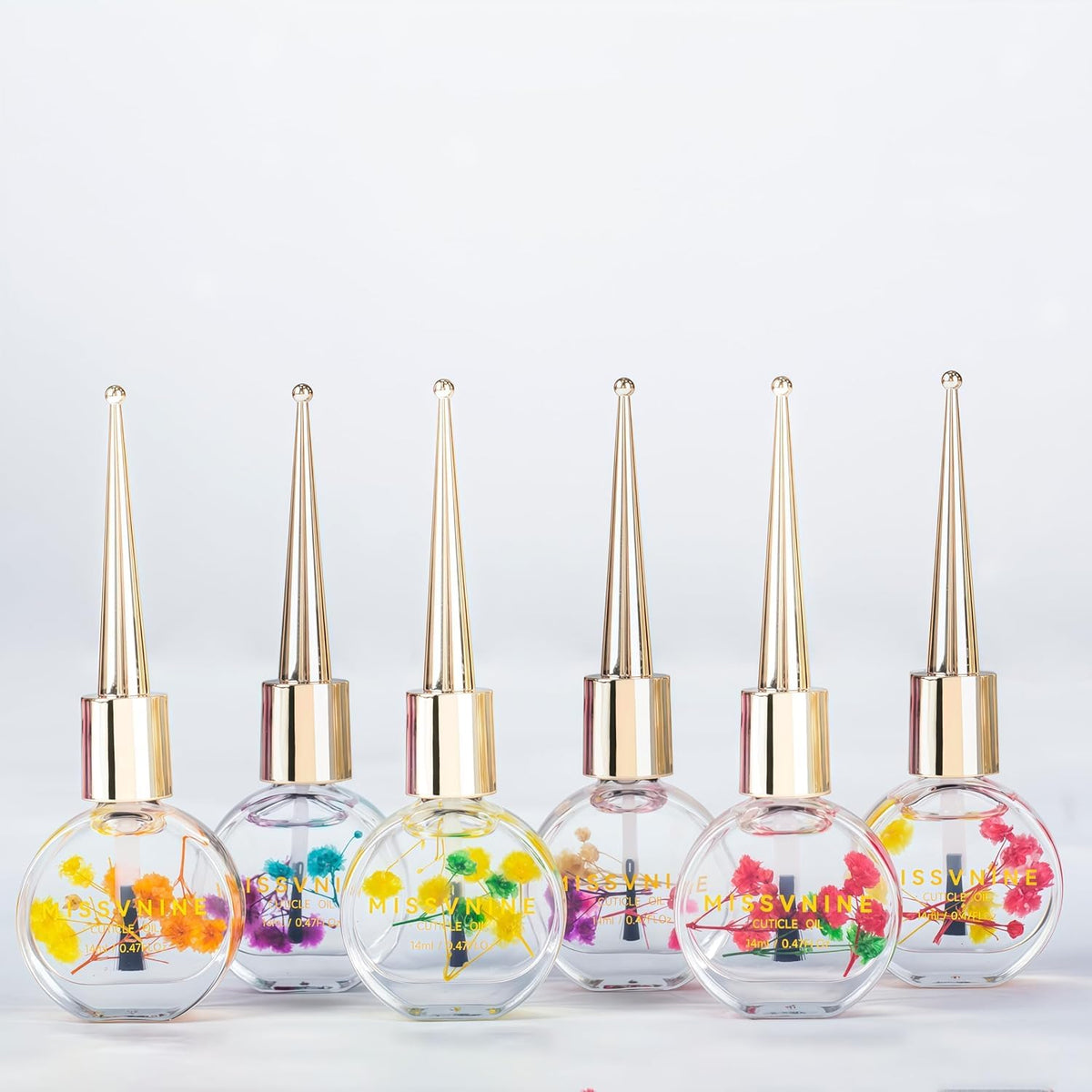 MISSVNINE Cuticle Oil Set for Nails, 6 Floral Nail Oils, 14 mL Each