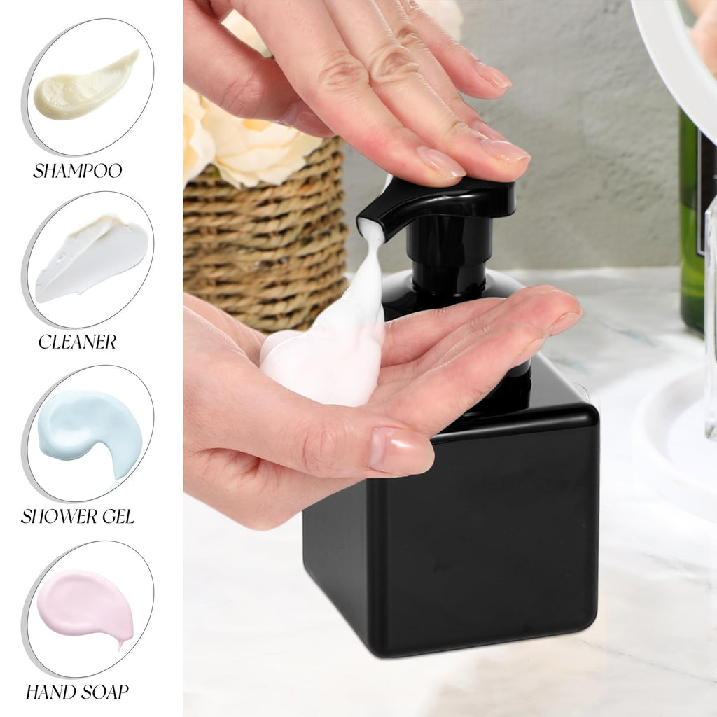 Domensi Foaming Soap Dispenser 8.5 oz Foam Pump Bottle Bulk Empty Travel Foaming Dispenser Refillable Hand Soap Plastic Pump Bottle Travel Clear Container for Bathroom Vanities(24 Pcs,Whole Black)