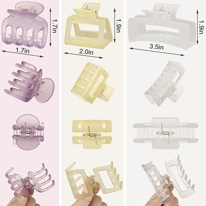 SMKSL 3 Styles Hair Clips for Women Small Medium Big Claw Clips for Thin Thick Hair 12 Pcs Hair Claw Clips Hair Clips Combination Hair Accessories for Women (Ice Cream)
