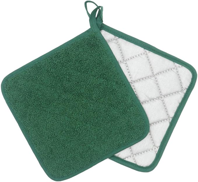 GQZLUCK Cotton Pot Holders, Hot Pads for Kitchen,Set of 4, Dark Green