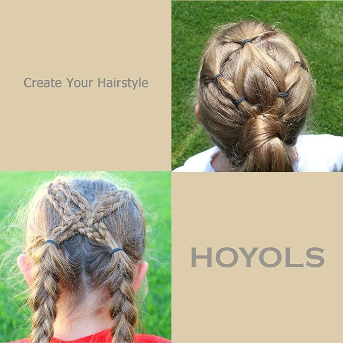 HOYOLS 3/4” Inches Black Hair Rubber Bands for Hair Ties Small Mini Elastics Bands Large Braiding Ponytail Holders for Girls No Damage 600pcs (M)