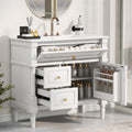 Harper & Bright Designs 36" Bathroom Vanity with Sink, Free Standing Bathroom Vanity Set with Flip Drawer, 2 Drawers, and Adjustable Shelf, Wood Storage Cabinet with Ceramic Basin for Bathroom, White