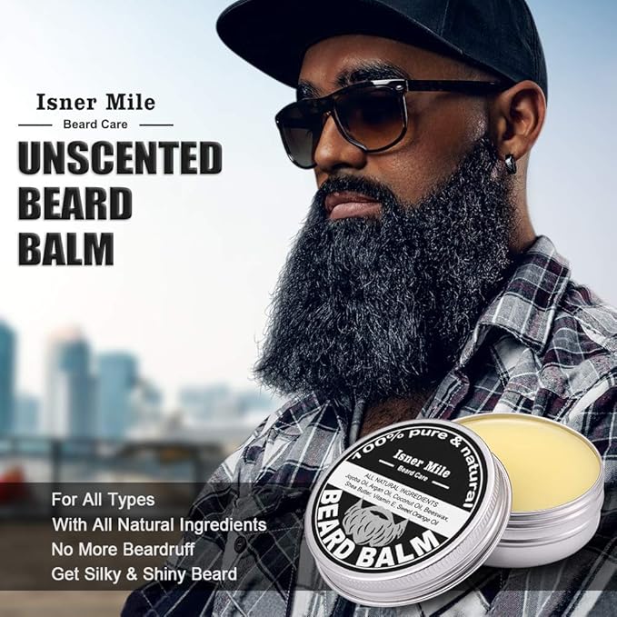 Isner Mile Fathers Gifts for Husband: Beard Grooming Kit for Men Care with Beard Oil Balm Wash Brush Comb & Straight Razor, Christmas Stocking Stuffers Valentines Birthday Gifts for Men Him Boyfriend