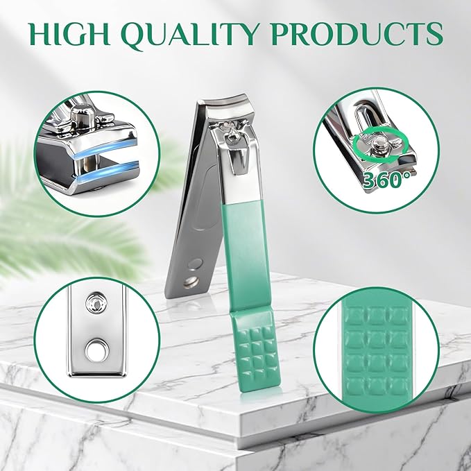 Travel Manicure Set 26-Piece, Portable Nail Clippers Kit with PU Case, Carbon Steel Clippers, 410 Stainless Steel Grooming Tools, Hand Foot Facial Care for Luggage Backpack（Green）
