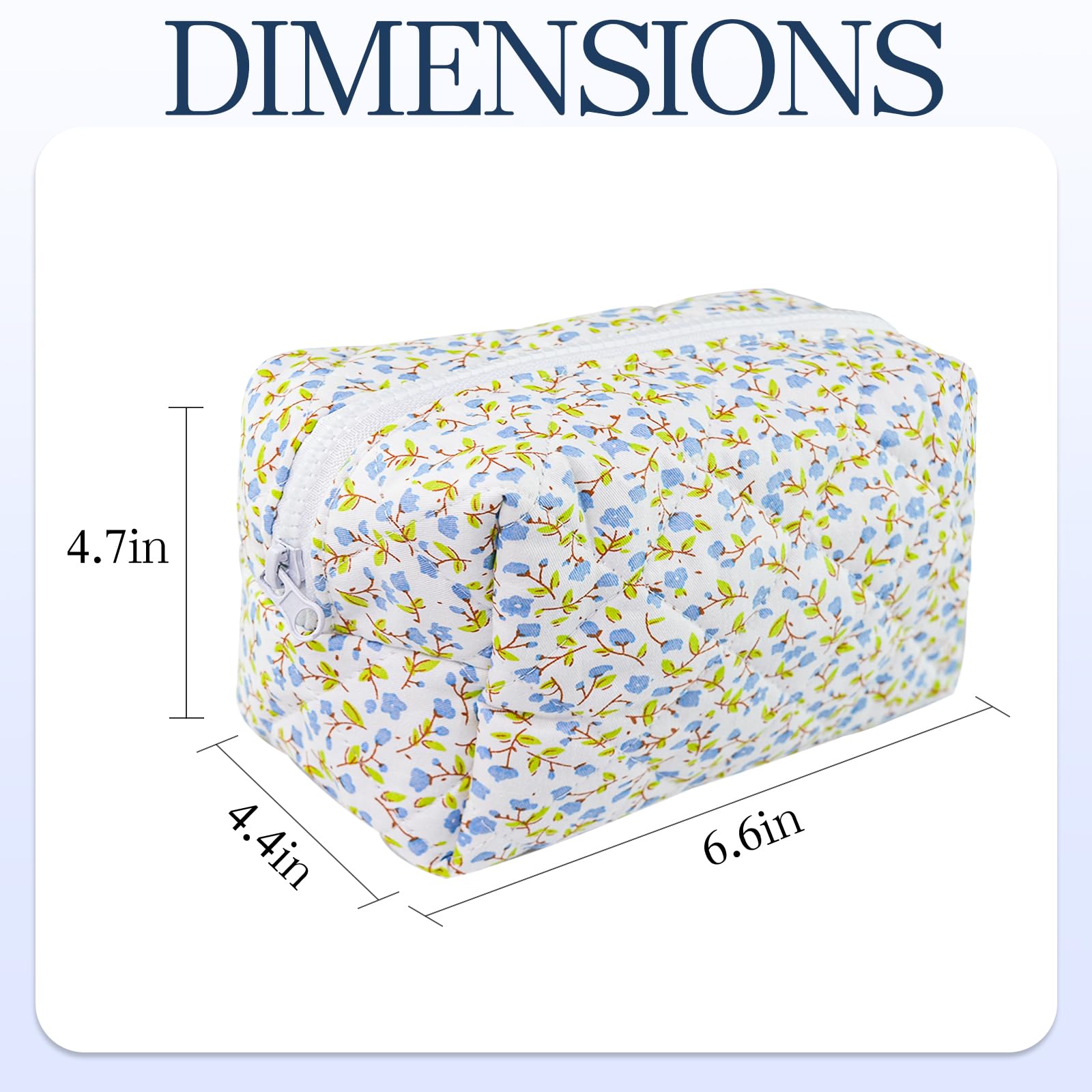 Quilted Makeup Bag Floral Cotton Make up Bag Puffy Coquette Makeup pouch Aesthetic Cute Travel Toiletry Bag for Women Girls