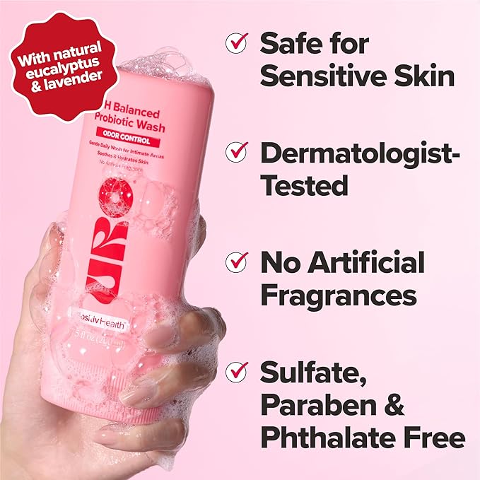 O Positiv URO pH Balanced Probiotic Wash – Odor Control, pH Balance, Dryness & Irritation Support for Intimate Areas – Probiotics & Lactic Acid – 6.75 oz (Pack of 1)
