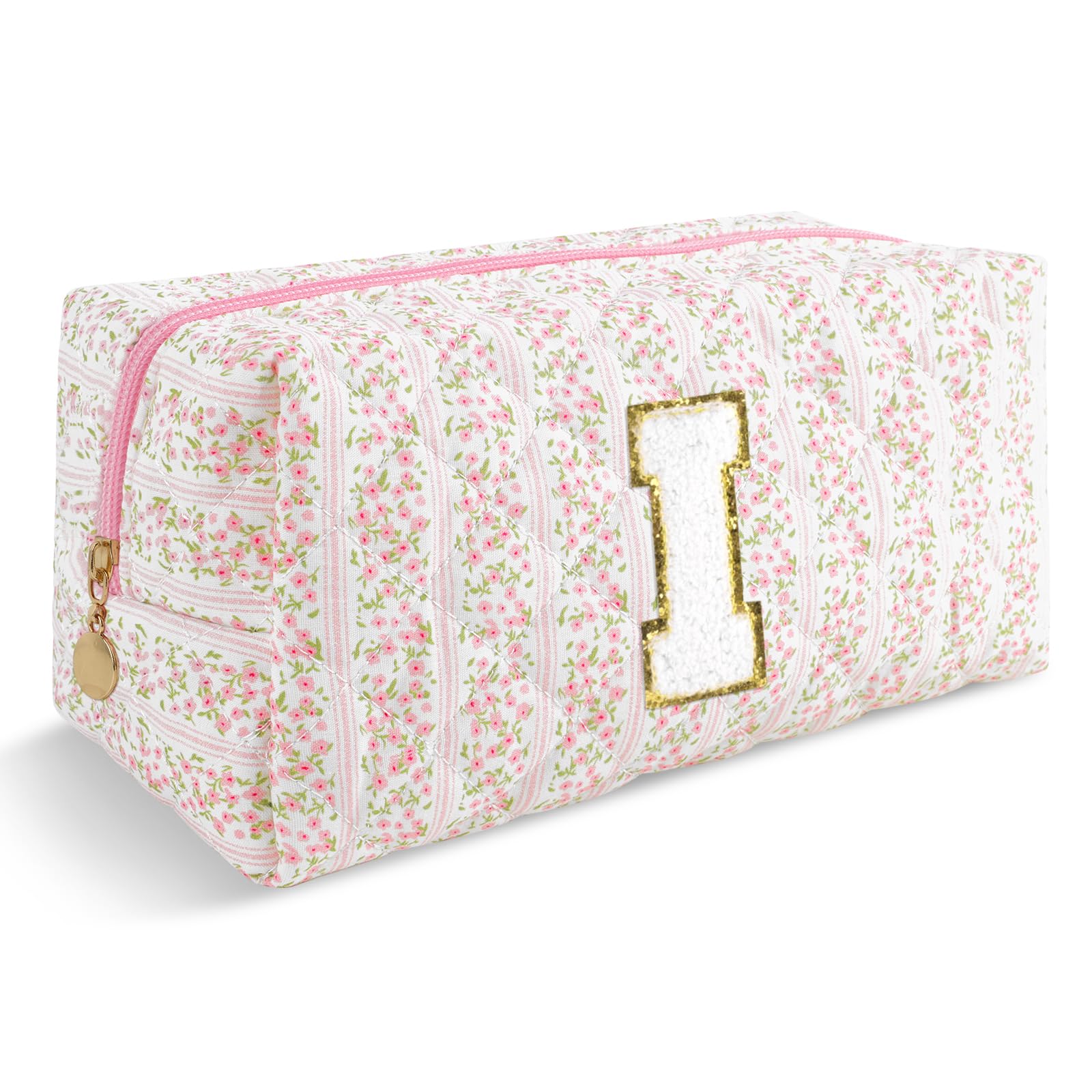 Bride Gifts – Personalized Initial Makeup Bag with Pearl Rhinestone Patch, Preppy White Monogram Cosmetic/Toiletry Pouch, bridesmaid Gifts, Bridal Shower Gifts, Wedding Gifts, Bridal Gifts,U — 기타