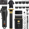 HIENA PRO Professional Hair Clipper Set for Men, Cordless Barber Clippers Set and Trimmer Kit, USB Rechargeable Electric Beard Trimmer Foil Shaver & Men's Facial Grooming Tool Kit, Gifts for Men