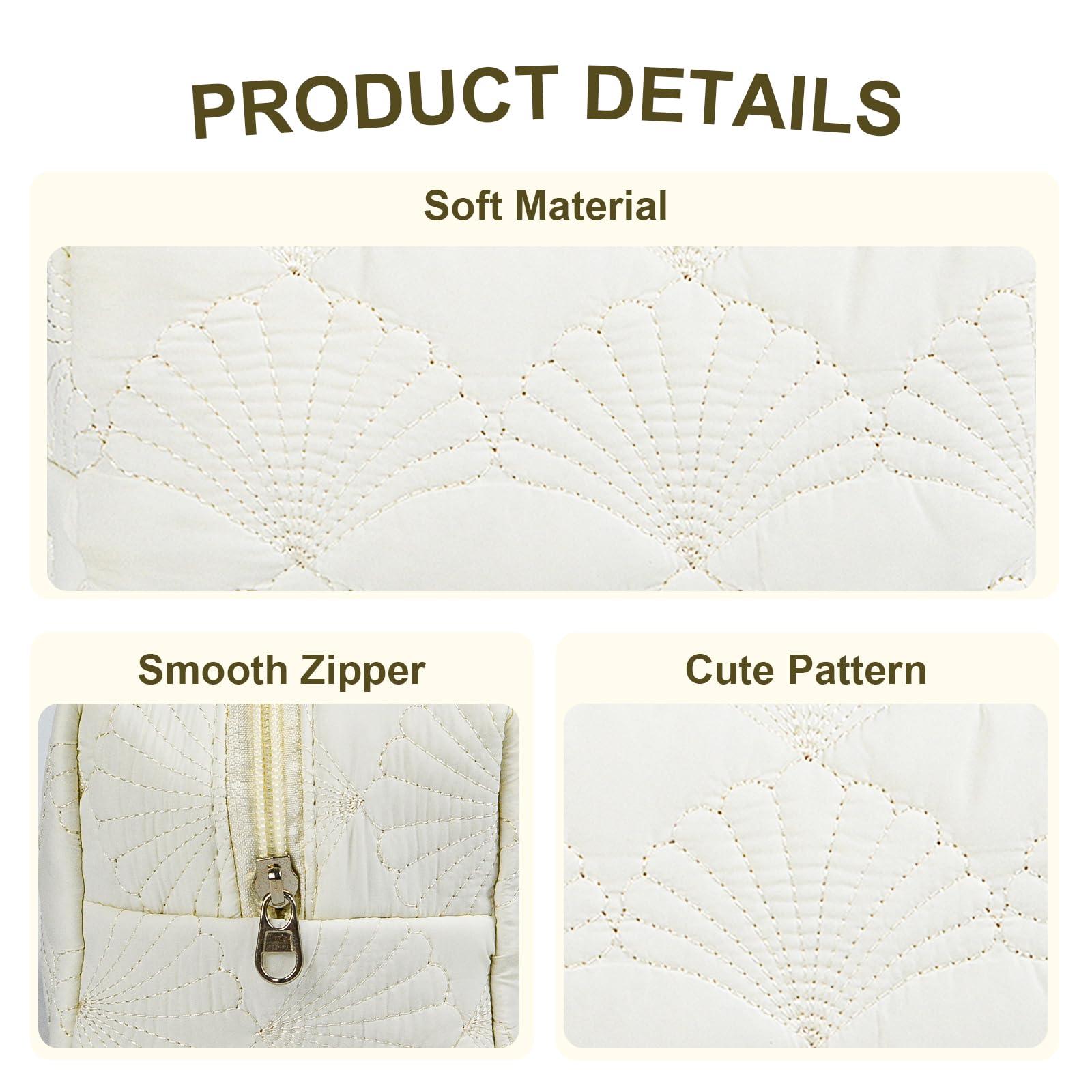 Quilted Makeup Bag Floral Cotton Make up Bag Puffy Coquette Makeup pouch Aesthetic Cute Travel Toiletry Bag for Women Girls