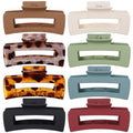 Mandydov 8 Pcs Large Hair Claw Clips 4.1 Inch Non-slip Big Square Matte Claws Leopard Print for Women, Strong Hold Banana Clips for Thick Thin Hair