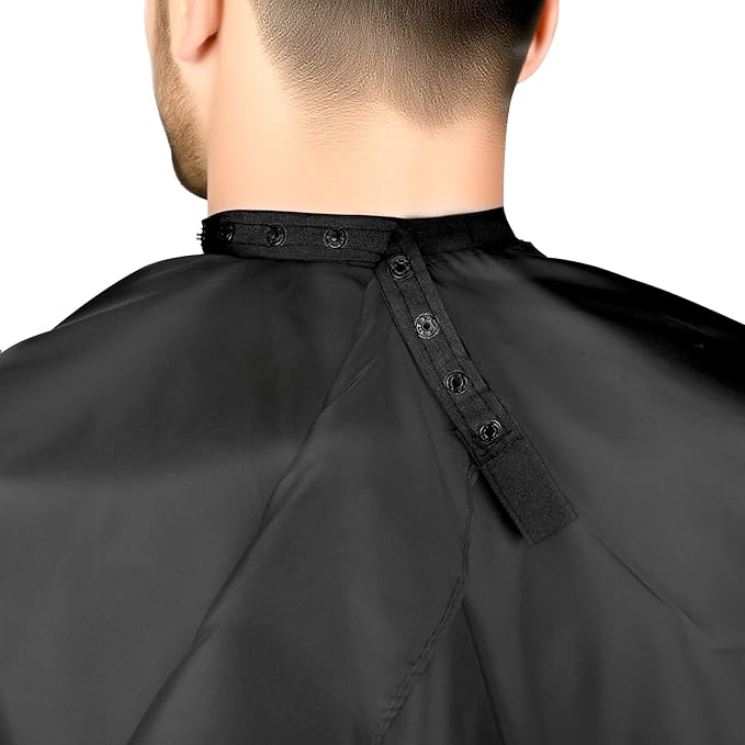 JSAZCKC Hair Cutting Cape with Adjustable Snap Closure, Professional Barber Cape, Haircut Salon Supplies for Men and Women - 57" x 51"(Black)