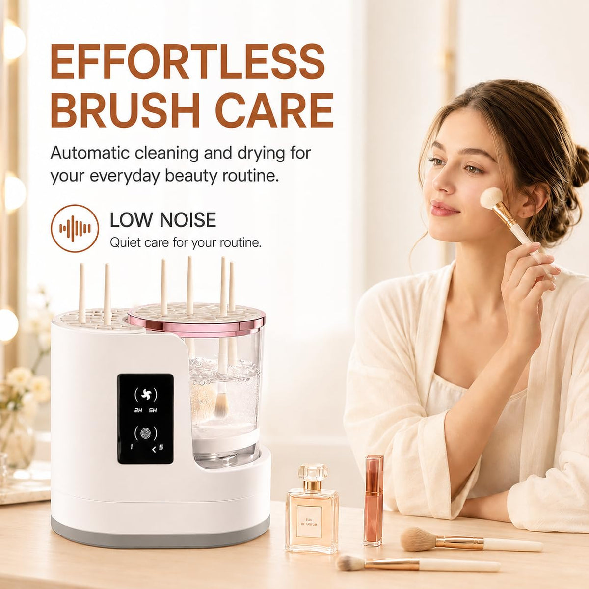3-IN-1 Electric Makeup Brush Cleaner Machine and Dryer, SBMKK Automatic Make Up Brush Cleaner Tool, for All Size Brush Sponges Beauty Cosmetic Set