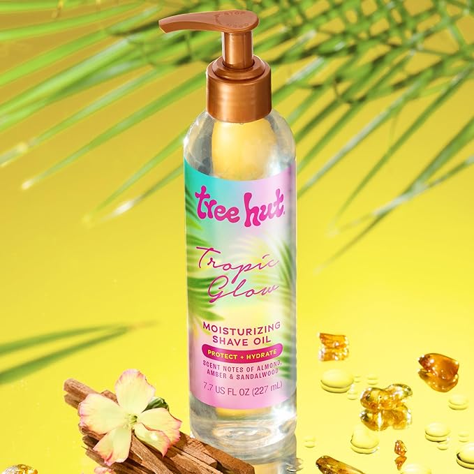 Tree Hut Tropic Glow Moisturizing Shave Oil, Hydrating Gel-to-Oil Formula for a Smooth Shave, Warm Scent, 7.7 fl oz