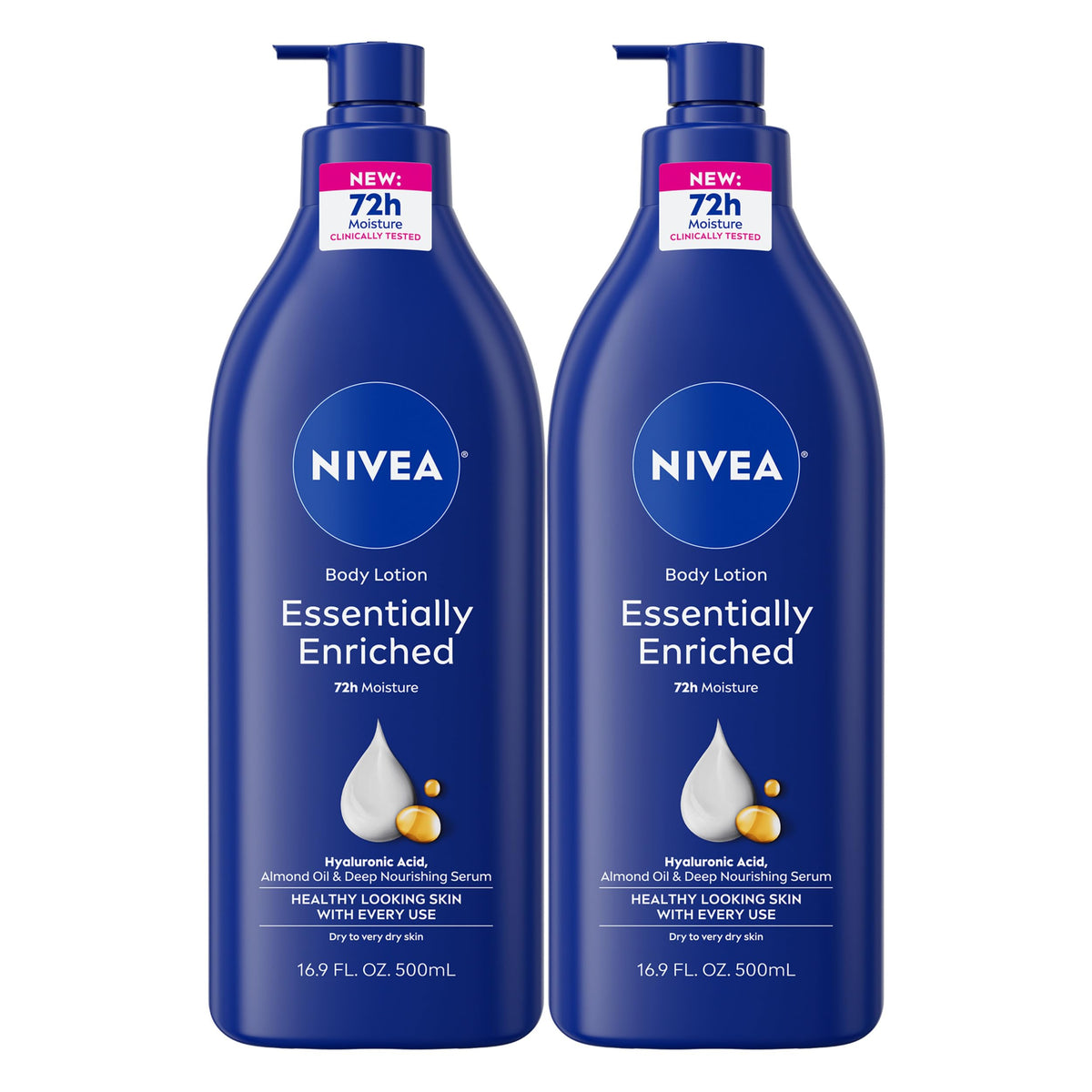 NIVEA Essentially Enriched Body Lotion, Value Pack, 2 x 16.9 FL OZ