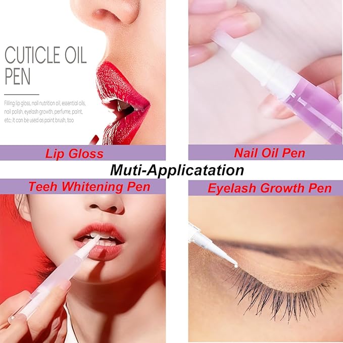 UPZIGS 12 Pcs 3ml Empty Cuticle Oil Pens, Fillable Nail Oil Pen with Brush, Transparent Twist Pens, Lip Gloss Cosmetic Container