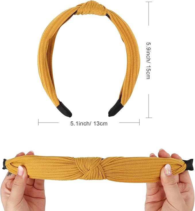 DRESHOW 8 Pack Knotted Headbands for Women Wide Turban Headband Yoga Exercise Ribbing Head Wraps Hair Bands Accessories