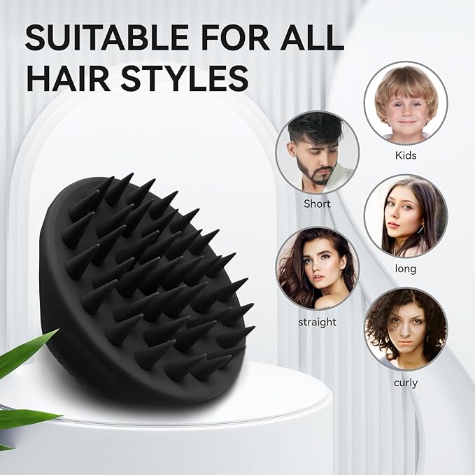 Ithyes 38 Finger Enlarged Scalp Massager Hair Growth,Head Massager,Silicone Scalp Brush Shampoo Brush for Hair Care,Scalp Scrubber,Hair Brush Wet Dry Comb,Scalp Exfoliator for Men Women Pets (Black)